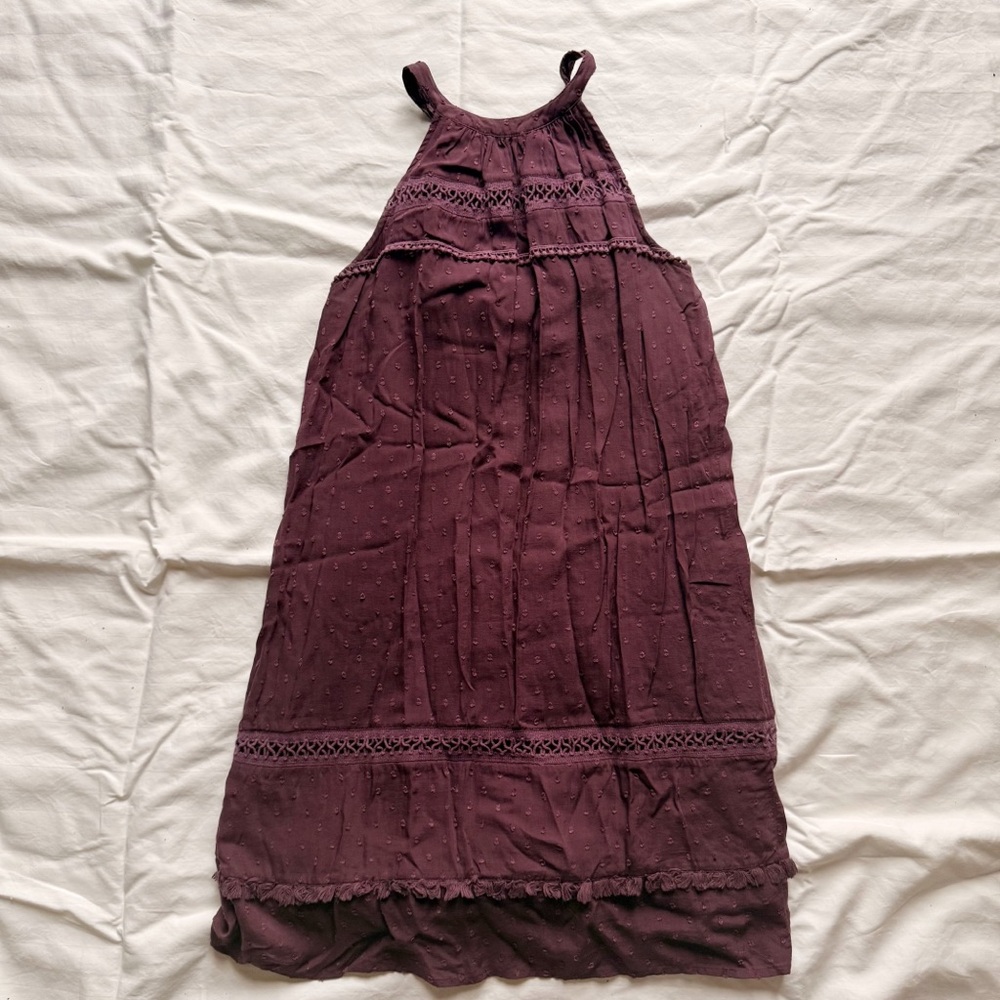 Purple Embroidered Mini-Dress